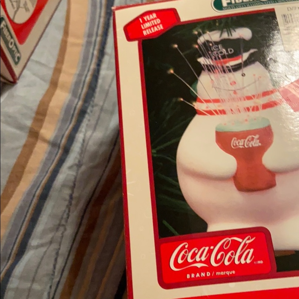 NIB Coca Cola fiberoptic snowman Christmas orname